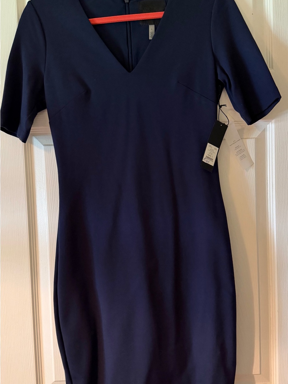 White House Black Market Navy V-Neck Sheath Dress